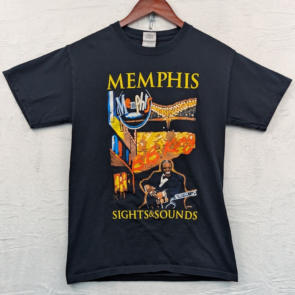 VTG B.B. King Gildan T-Shirt Men's Small Black Memphis Sights & Sounds Blues Y2K